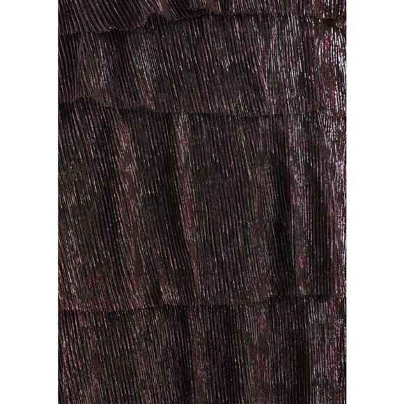 Lulus Glowing Gorgeous Magenta Metallic Tiered Mini Dress NEW - Picture 4 of 7